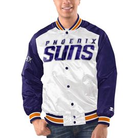 STARTER Men's Starter White/Purple Phoenix Suns Renegade Satin Full-Snap Varsity Jacket 