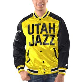 STARTER Men's Starter Yellow/Black Utah Jazz Renegade Satin Full-Snap Varsity Jacket 
