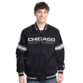 STARTER Men's Starter Black Chicago White Sox Scout Full-Snap Varsity Jacket 