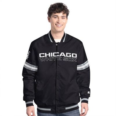 STARTER Men's Starter Black Chicago White Sox Scout Full-Snap Varsity Jacket 