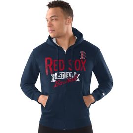 STARTER Men's Starter Navy Boston Red Sox Distressed Full-Zip Hooded Jacket 