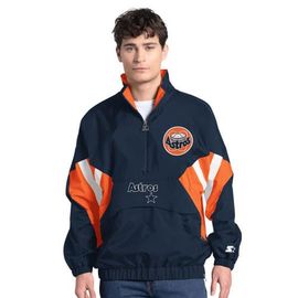 STARTER Men's Starter Navy Houston Astros Cooperstown Chief Half-Zip Pullover 