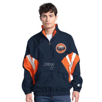 STARTER Men's Starter Navy Houston Astros Cooperstown Chief Half-Zip Pullover 