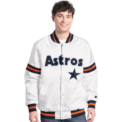STARTER Men's Starter White Houston Astros Cooperstown Scout Full-Snap Varsity Jacket 
