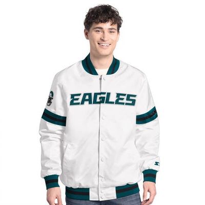 STARTER Men's Starter White Philadelphia Eagles Scout Full-Snap Varsity Jacket 