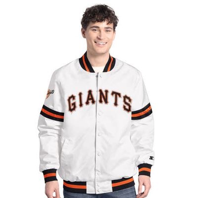 STARTER Men's Starter White San Francisco Giants Cooperstown Scout Full-Snap Varsity Jacket 