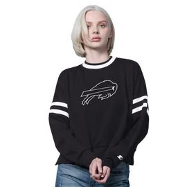 STARTER Women's Starter Black Buffalo Bills Rally Drop Shoulder Cropped Sweatshirt 