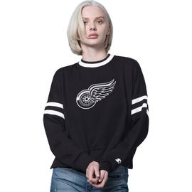 STARTER Women's Starter Black Detroit Red Wings Rally Fleece Cropped Sweatshirt 