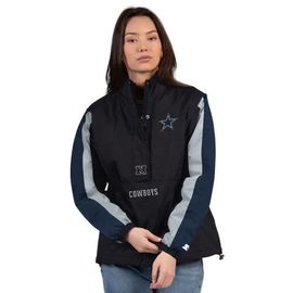 STARTER Women's Starter Black/Navy Dallas Cowboys Thursday Night Gridiron Half-Zip Jacket 