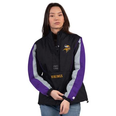 STARTER Women's Starter Black/Purple Minnesota Vikings Thursday Night Gridiron Half-Zip Jacket 