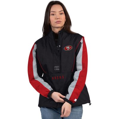 STARTER Women's Starter Black/Scarlet San Francisco 49ers Thursday Night Gridiron Half-Zip Jacket 