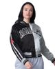STARTER Women's Starter Black/Silver Las Vegas Raiders Zone Blitz Cropped Full-Snap Satin Jacket  - 1