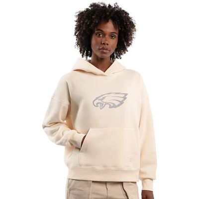 STARTER Women's Starter Cream Philadelphia Eagles Rhinestone Relaxed Hoodie 
