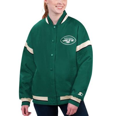 STARTER Women's Starter Green New York Jets Tournament Full-Snap Varsity Jacket 