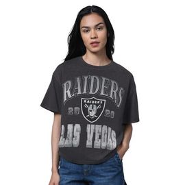 STARTER Women's Starter Heather Black Las Vegas Raiders Oversized Hall of Fame T-Shirt 