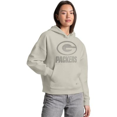 STARTER Women's Starter Khaki Green Bay Packers Rhinestone Relaxed Hoodie 
