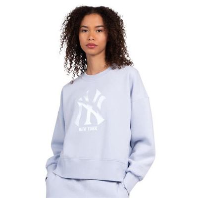 STARTER Women's Starter Light Blue New York Yankees Pastels Boxy Fleece Sweatshirt 