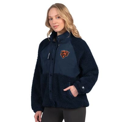 STARTER Women's Starter Navy Chicago Bears On the Ball Sherpa Jacket 