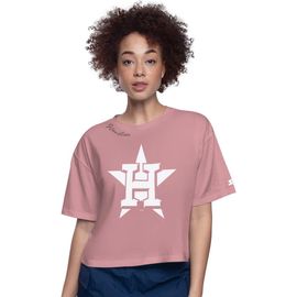 STARTER Women's Starter Pink Houston Astros Play the Ball Boxy Cropped T-Shirt 