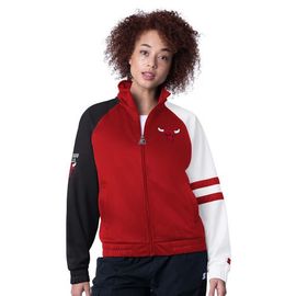 STARTER Women's Starter Red Chicago Bulls Line Up Dolman Raglan Full-Zip Track Jacket 