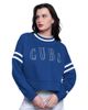 STARTER Women's Starter Royal Chicago Cubs Power Play Cropped Pullover Sweatshirt  - 1