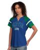 STARTER Women's Starter Royal Seattle Seahawks Game On Notch Neck Raglan T-Shirt  - 1