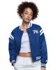 STARTER Women's Starter Royal/White Philadelphia 76ers Full Count Satin Full-Snap Varsity Jacket  - 1