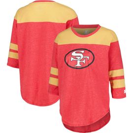 STARTER Women's Starter Scarlet San Francisco 49ers Fullback Tri-Blend 3/4-Sleeve T-Shirt 