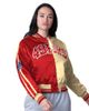 STARTER Women's Starter Scarlet/Gold San Francisco 49ers Zone Blitz Cropped Full-Snap Satin Jacket  - 1
