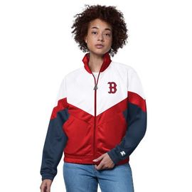 STARTER Women's Starter White/Red Boston Red Sox Teamwork Raglan Full-Zip Track Jacket 
