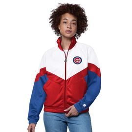 STARTER Women's Starter White/Red Chicago Cubs Teamwork Raglan Full-Zip Track Jacket 