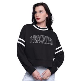 STARTER Women's Starter Black Pittsburgh Penguins Power Play Cropped Pullover Sweatshirt 
