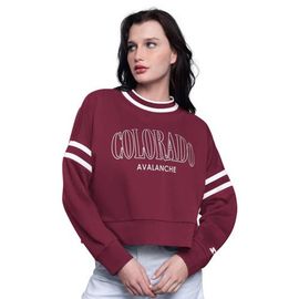 STARTER Women's Starter Burgundy Colorado Avalanche Power Play Cropped Pullover Sweatshirt 