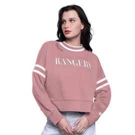 STARTER Women's Starter Pink Texas Rangers Power Play Cropped Pullover Sweatshirt 