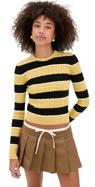 State & Lake State & Lake Cable Knit Pullover Khaki/Black/White