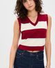 State & Lake State & Lake Knit Vest Ivory/Burgundy/Light Blue - 2