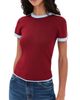 State & Lake State & Lake Ringer Track Tee Burgundy/White/Light Blue - 1