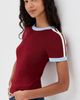 State & Lake State & Lake Ringer Track Tee Burgundy/White/Light Blue - 2