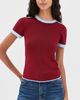 State & Lake State & Lake Ringer Track Tee Burgundy/White/Light Blue - 3