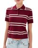 State & Lake State & Lake Short Sleeve Striped Polo Oxblood/White - 1