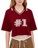 State & Lake State & Lake V Neck Varsity Jersey Burgundy/White - 1