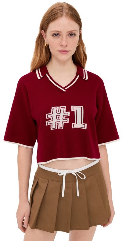 State & Lake State & Lake V Neck Varsity Jersey Burgundy/White