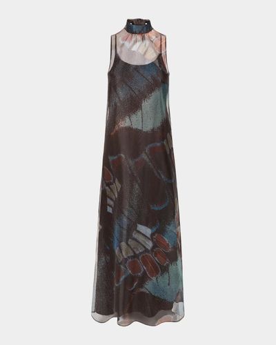 STAUD Albee Butterfly Tie-Neck Maxi Dress