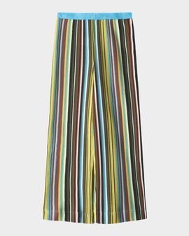 STAUD Ali Striped Crochet Knit Pants