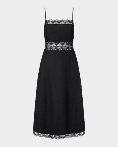 STAUD Amalina Lace-Trim Linen Midi Dress