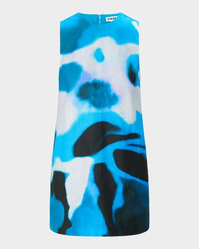 STAUD Brea Blue Haze Linen Shift Dress