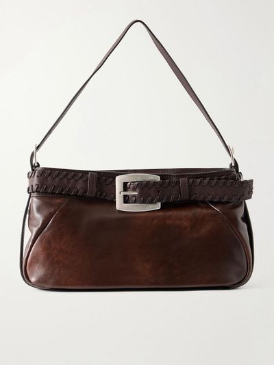 STAUD Brooklyn belted leather shoulder bag