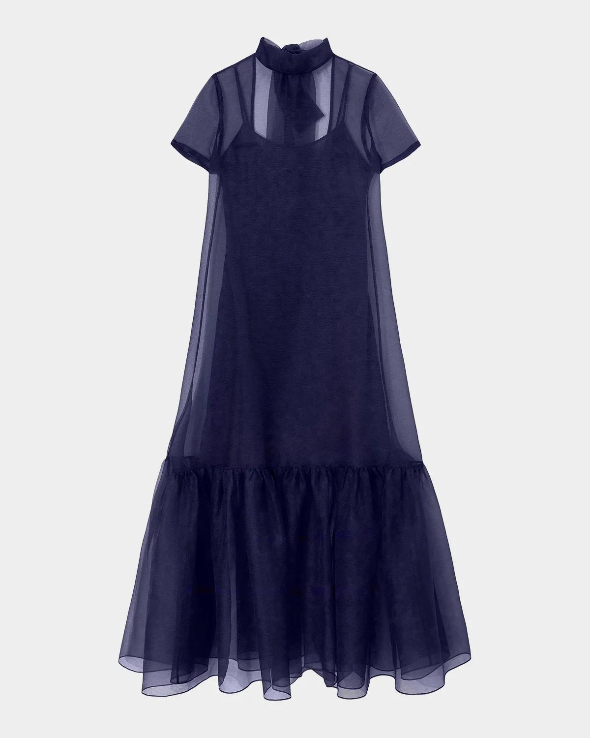 STAUD Calluna Bow-Back Organza Gown