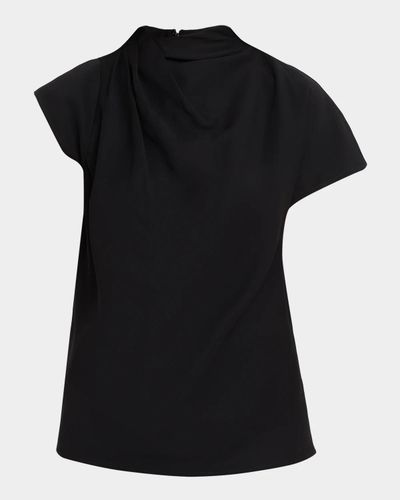 STAUD Davina Asymmetric Draped High-Neck Top