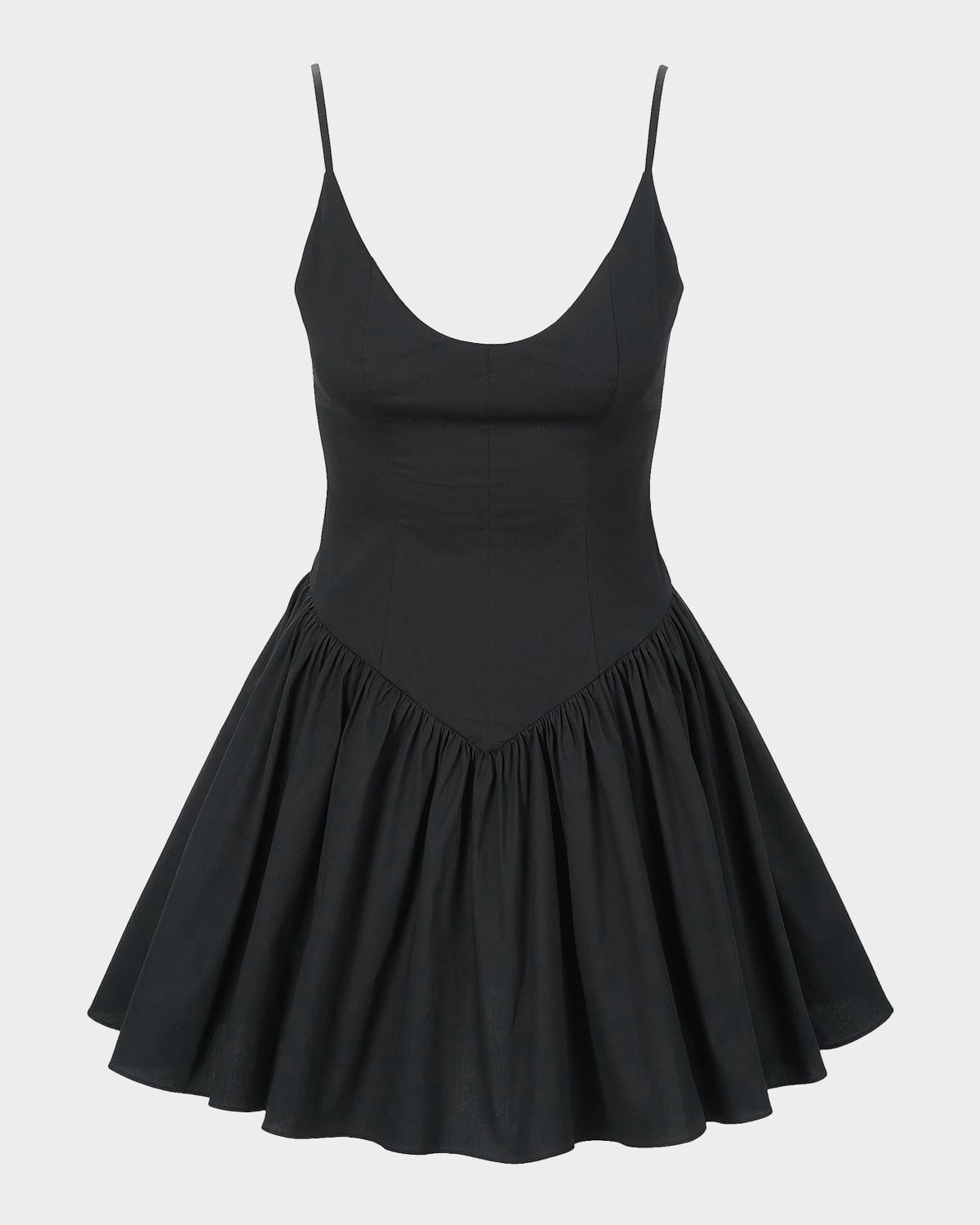 STAUD Dena Stretch-Cotton Basque Waist Minidress